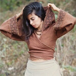 Bohemian Brown V-Neck Sweater